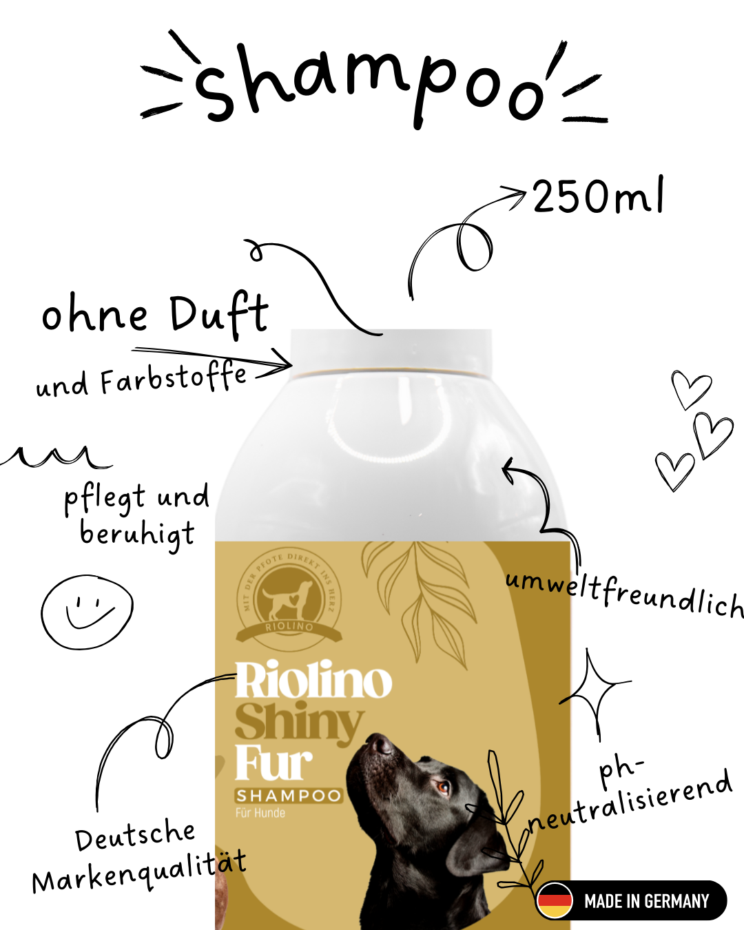 Riolino Shiny Fur Shampoo - Hellävarainen hoito kiiltävälle turkille.
