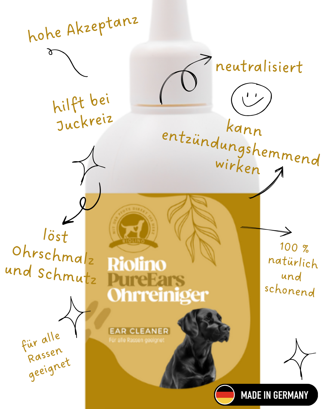 Riolino PureEars- hellävarainen puhdistus herkille korville.
