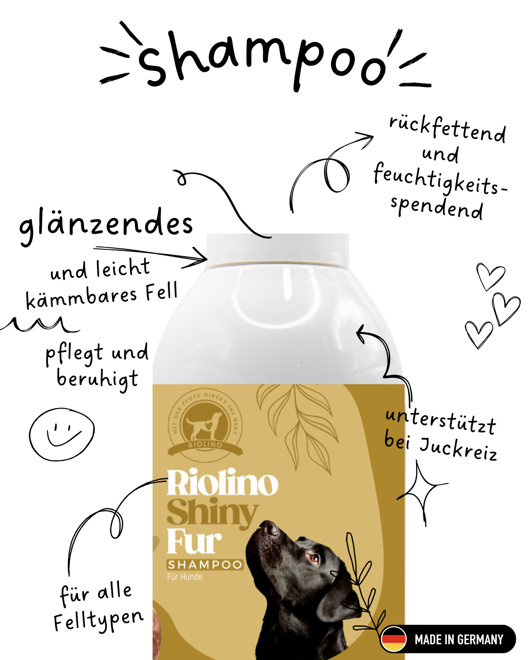 Riolino Shiny Fur Shampoo - Hellävarainen hoito kiiltävälle turkille.