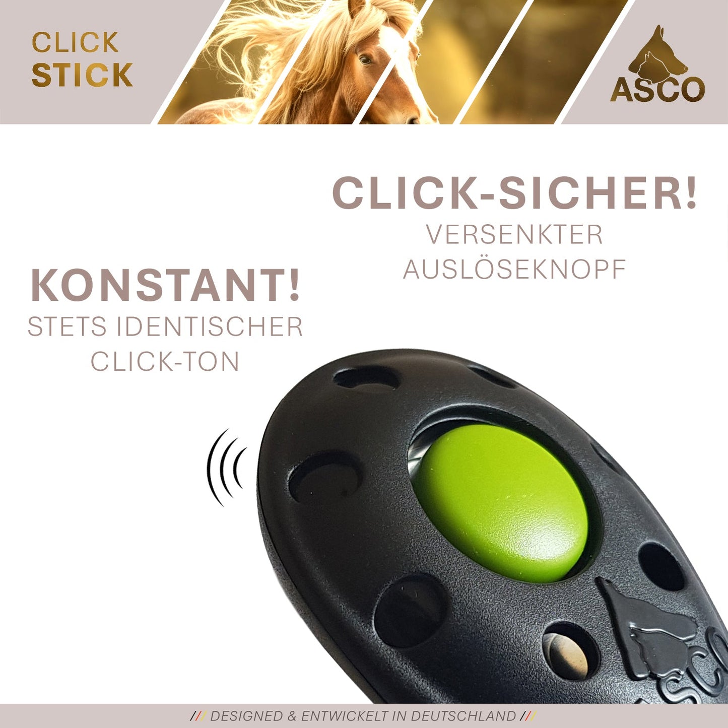 ASCO ClickStick - Target stick with detachable premium clicker - Target stick for dog cat clicker training - Extendable target stick with extra clicker - Target stick for target training - Target stick for target training