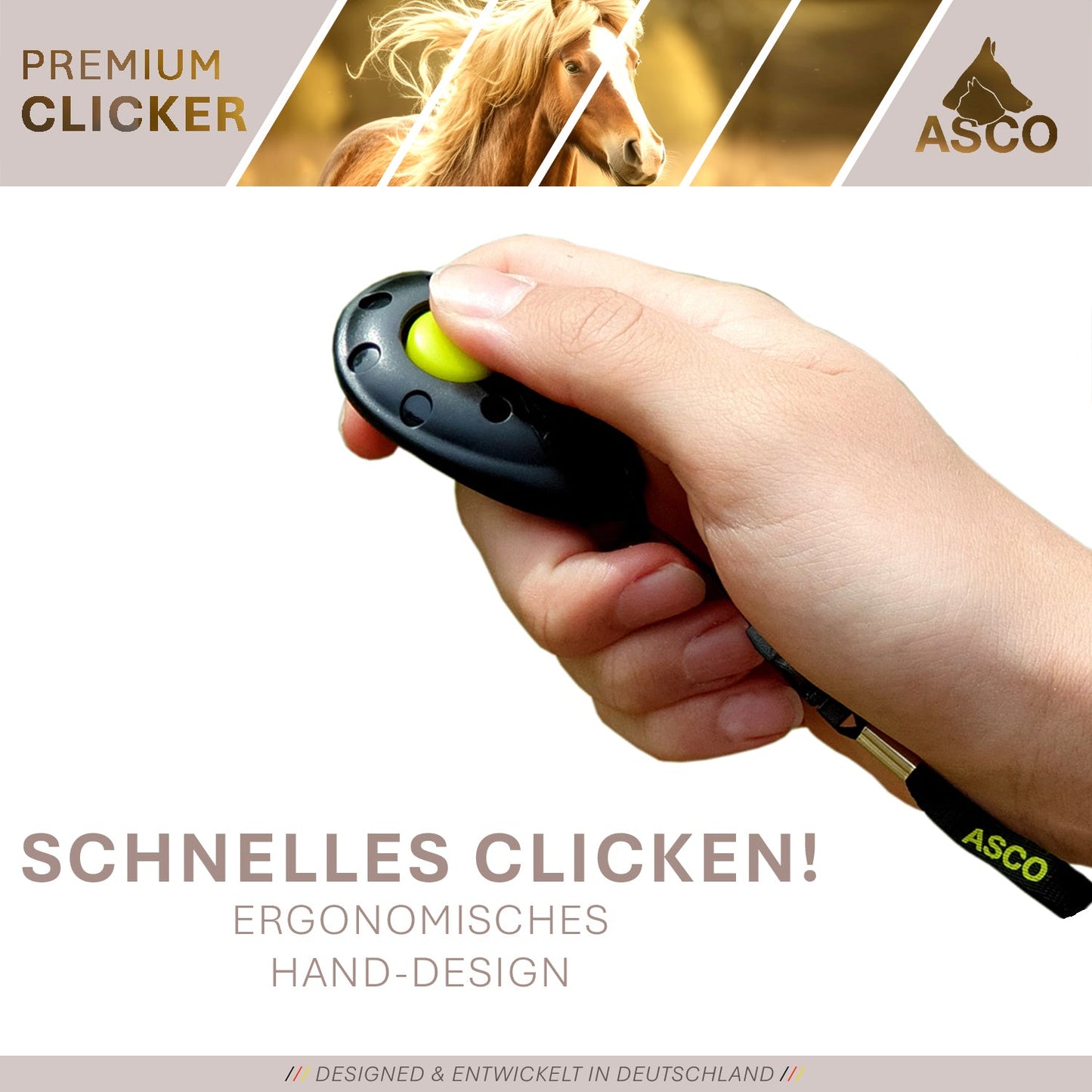 ASCO Finger Clicker - Clicker training premium clicker koirille, kissoille ja hevosille