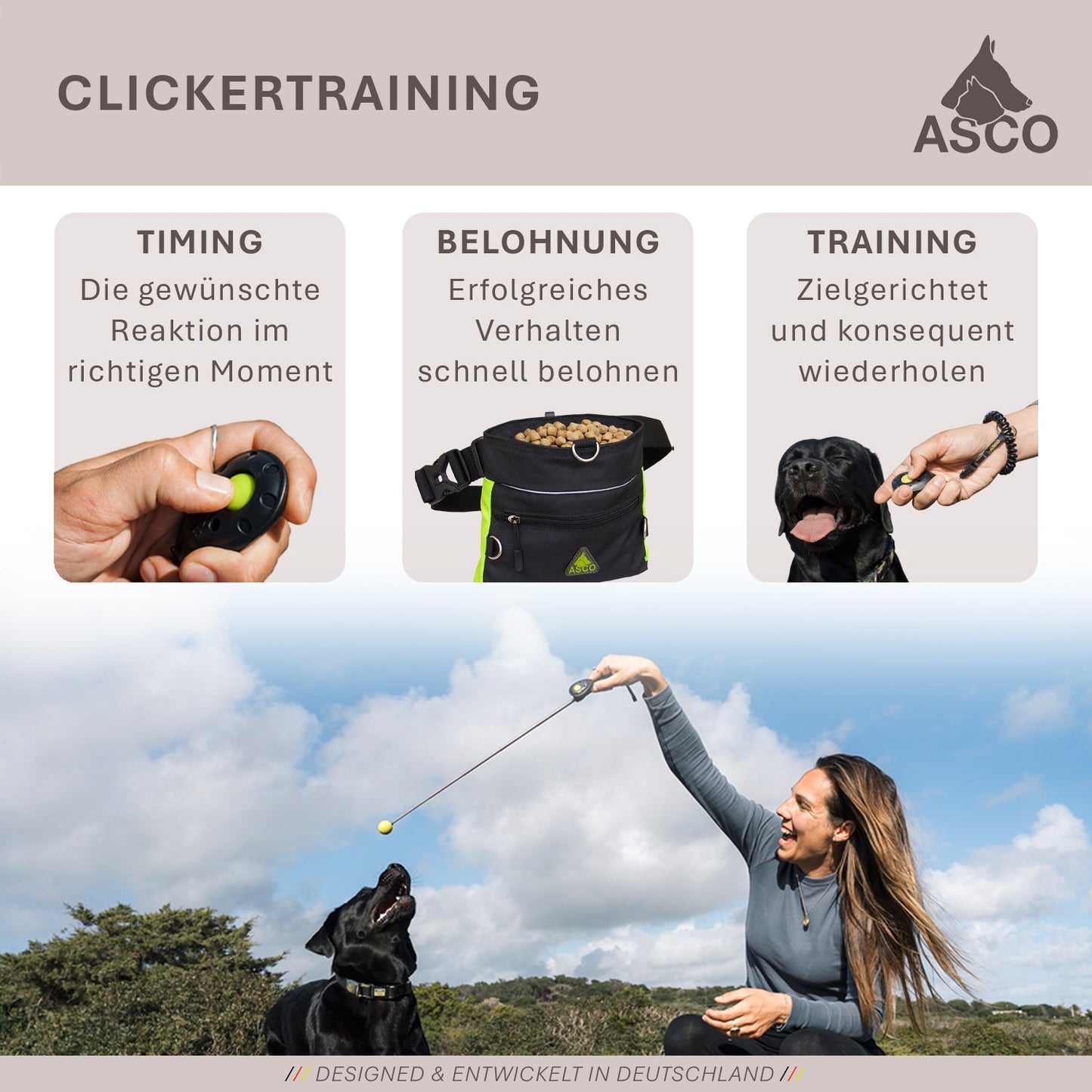 ASCO Finger Clicker - Clicker training premium clicker koirille, kissoille ja hevosille