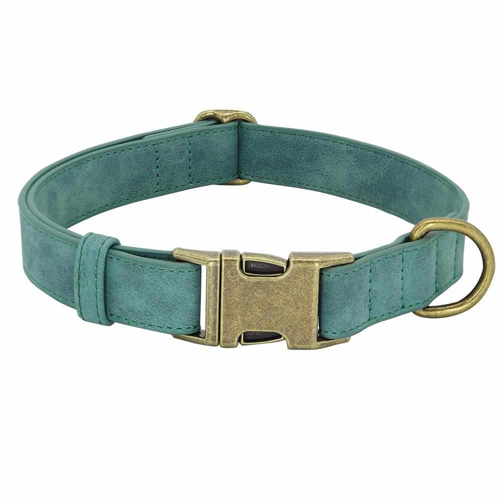 Edles Hundehalsband im Vintagelook mit Messingschnalle und kostenloser Gravur