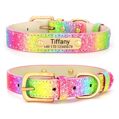 Koiran kaulapanta "Tiffany", jossa on nimi ja puhelin. Laserkaiverrus sisältyy hintaan.