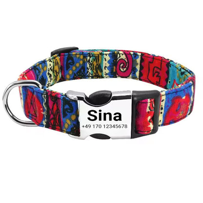 Koiran kaulapanta "Sina" – Personoitu nimellä & numerolla | Säädettävä, värikäs & kestävä 