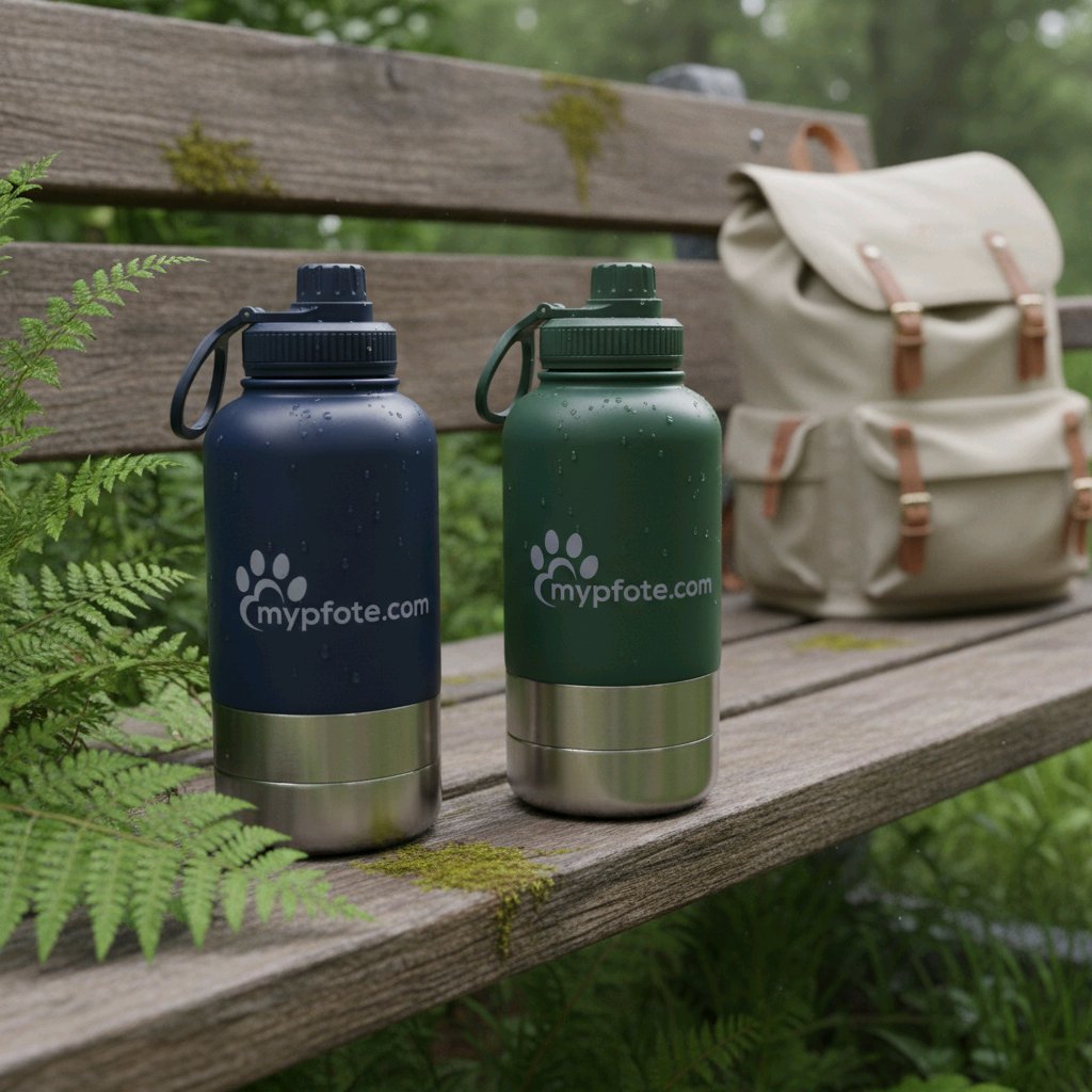Koiran juomapullo matkalle kahdella kupilla 