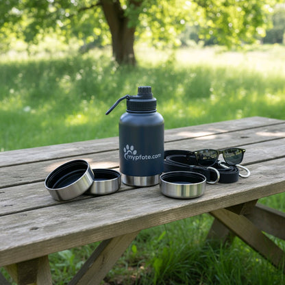 Koiran juomapullo matkalle kahdella kupilla 